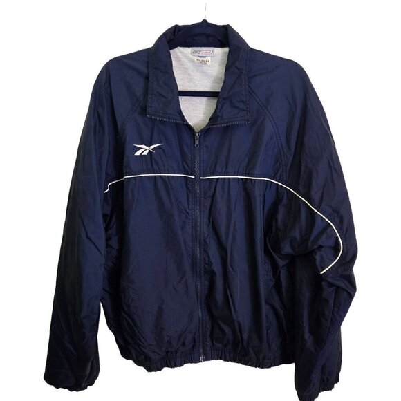 Reebok Vintage 90s Navy Blue Windbreaker Size L - Picture 1 of 5